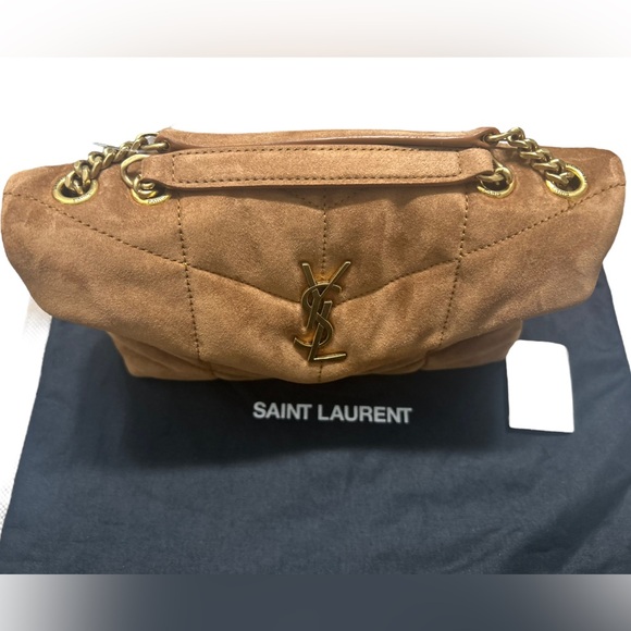 NWT YSL SAINT LAURENT LOULOU PUFFER SUEDE CROSSBODY SHOULDER BAG - Picture 14 of 16